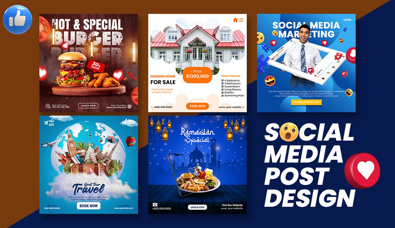 social media posts, social media ads, social media banner design