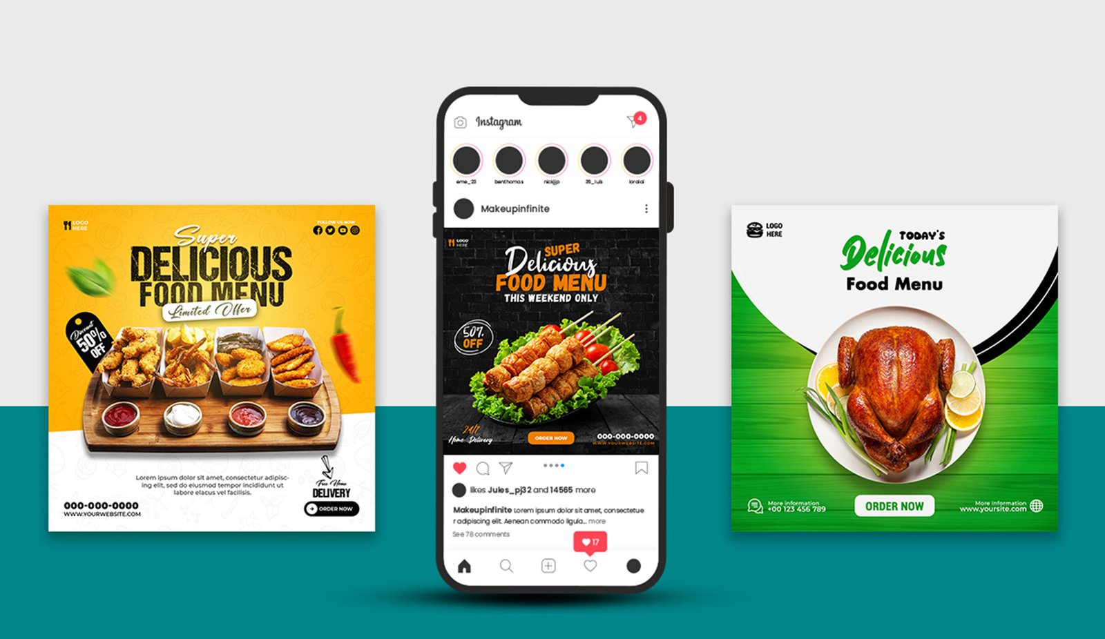 social media posts, social media ads, social media banner design
